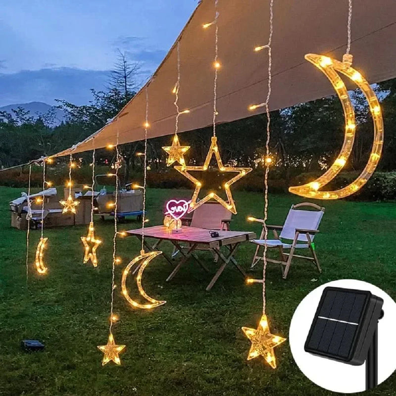 Star & Moon LED Solar Fairy Lights – Christmas Charm ✨