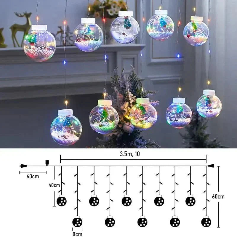 Christmas Globe LED Curtain Lights – Holiday Decoration ✨🎄