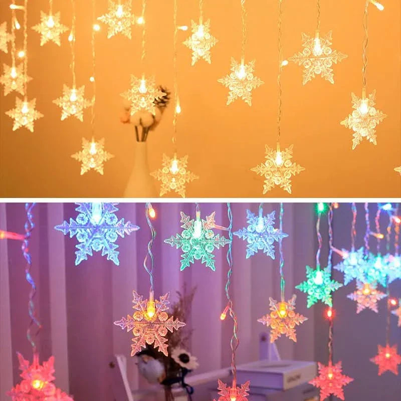 Snowflake LED Curtain Lights – Christmas Magic in Every Detail ❄️✨🎄