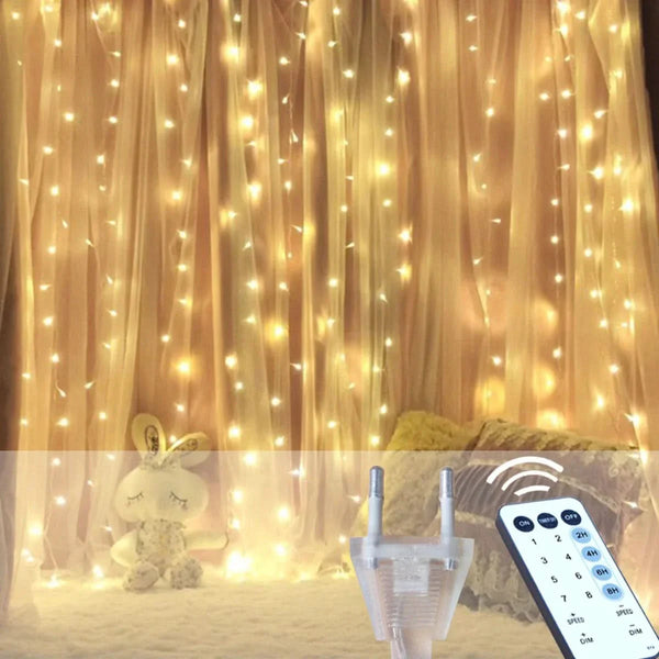 Christmas LED Fairy Curtain Lights with Remote Control ✨🎄