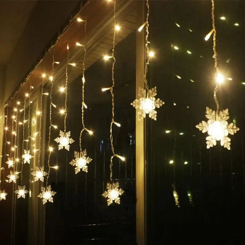 Snowflake LED Curtain Lights – Christmas Magic in Every Detail ❄️✨🎄