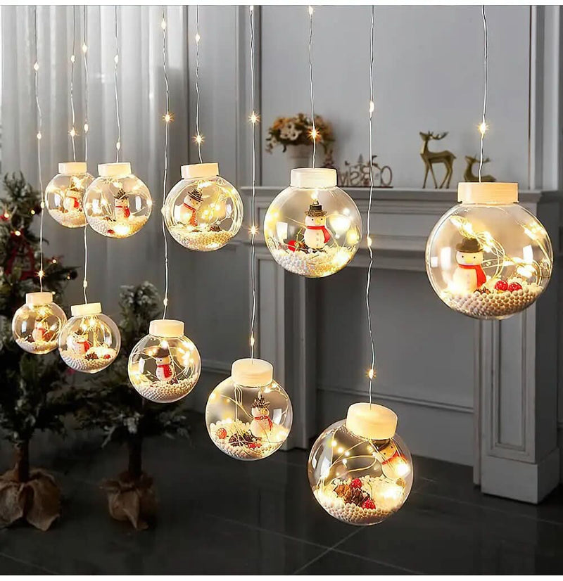 Christmas Globe LED Curtain Lights – Holiday Decoration ✨🎄