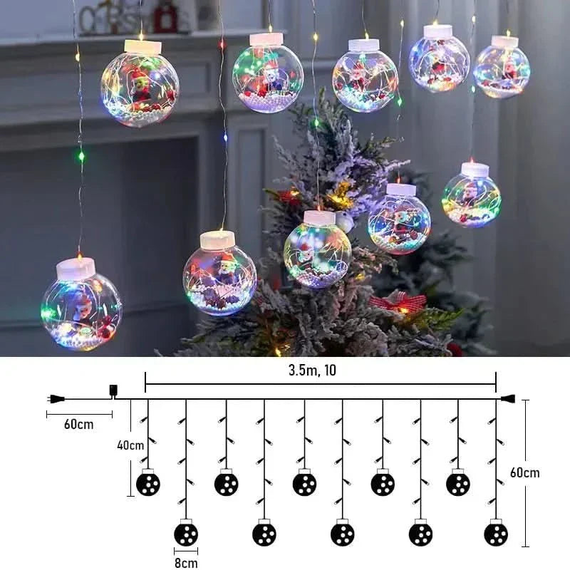 Christmas Globe LED Curtain Lights – Holiday Decoration ✨🎄