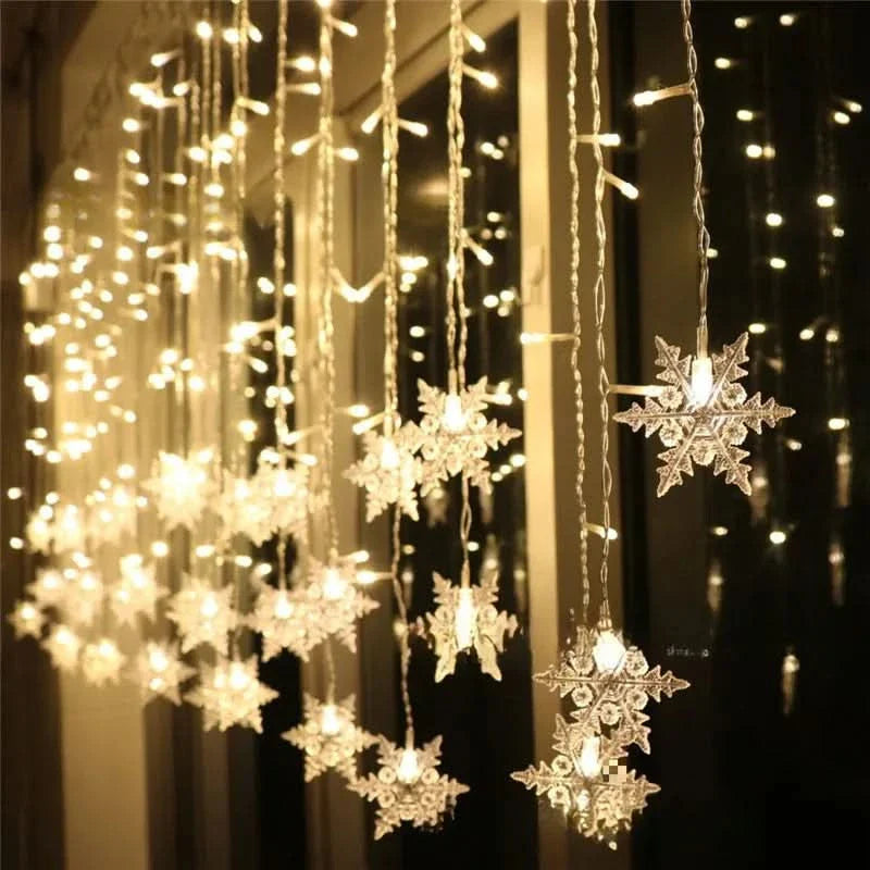 Snowflake LED Curtain Lights – Christmas Magic in Every Detail ❄️✨🎄