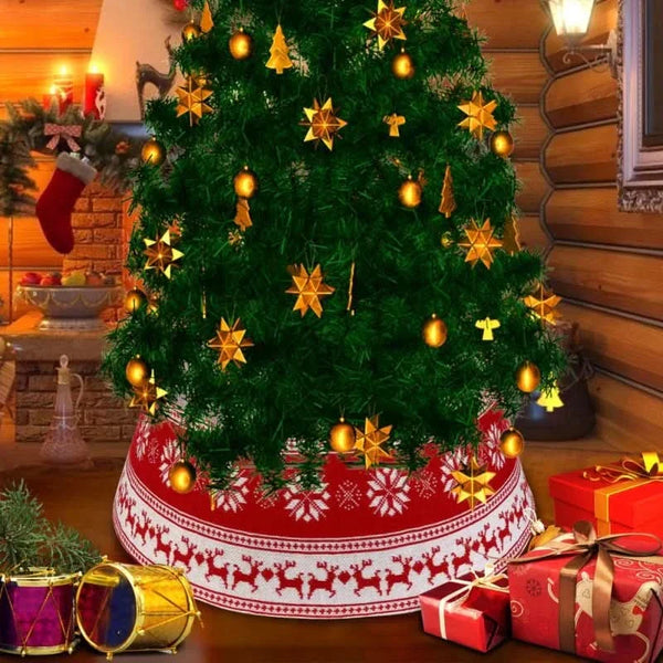 PVC Base Christmas Tree Skirt with Snowflake and Reindeer – 60×30 cm