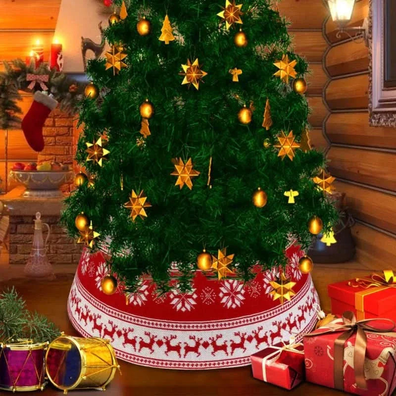 PVC Base Christmas Tree Skirt with Snowflake and Reindeer – 60×30 cm