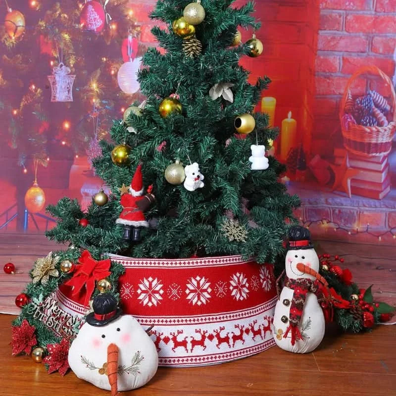 PVC Base Christmas Tree Skirt with Snowflake and Reindeer – 60×30 cm