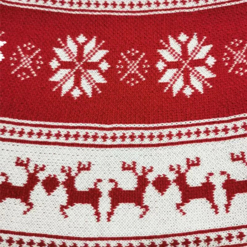 PVC Base Christmas Tree Skirt with Snowflake and Reindeer – 60×30 cm