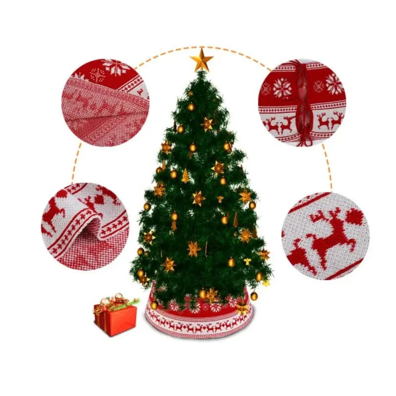 PVC Base Christmas Tree Skirt with Snowflake and Reindeer – 60×30 cm