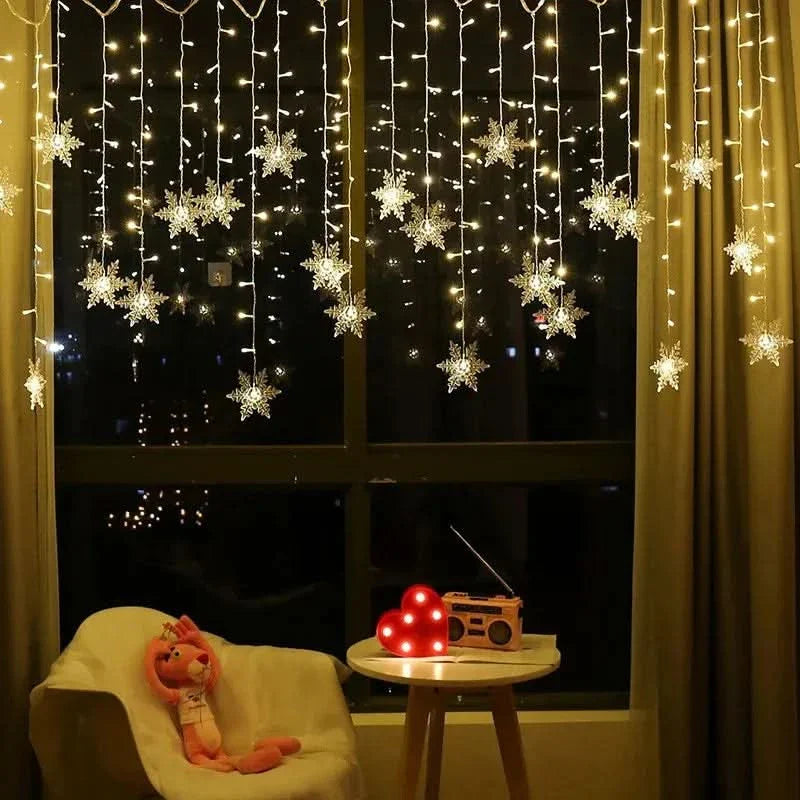 Snowflake LED Curtain Lights – Christmas Magic in Every Detail ❄️✨🎄
