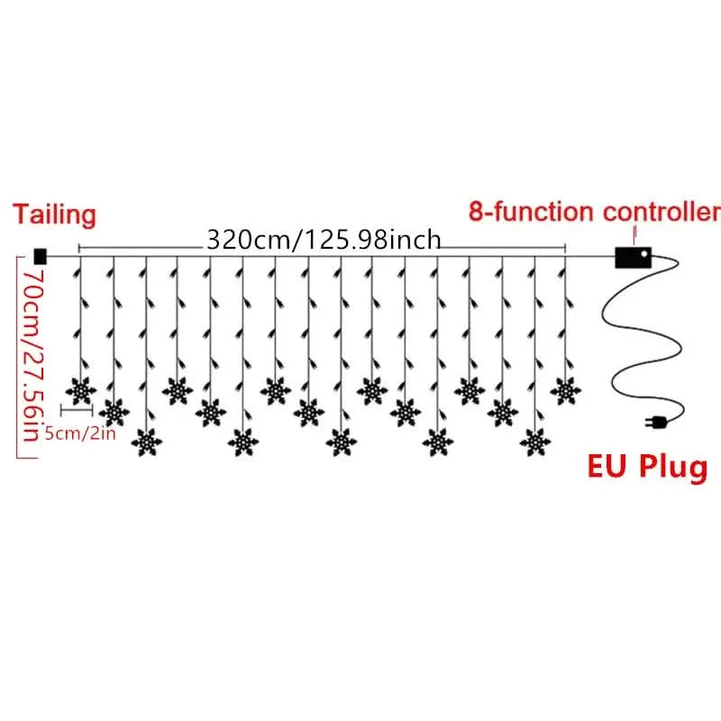 Snowflake LED Curtain Lights – Christmas Magic in Every Detail ❄️✨🎄