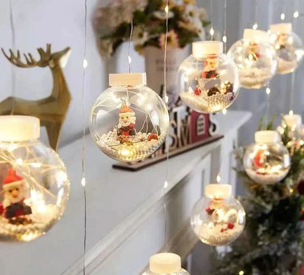 Christmas Globe LED Curtain Lights – Holiday Decoration ✨🎄