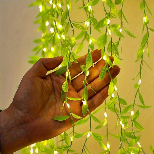 Christmas Curtain String Lights with Leaves – Charm and Magic in Every Detail ✨🎄