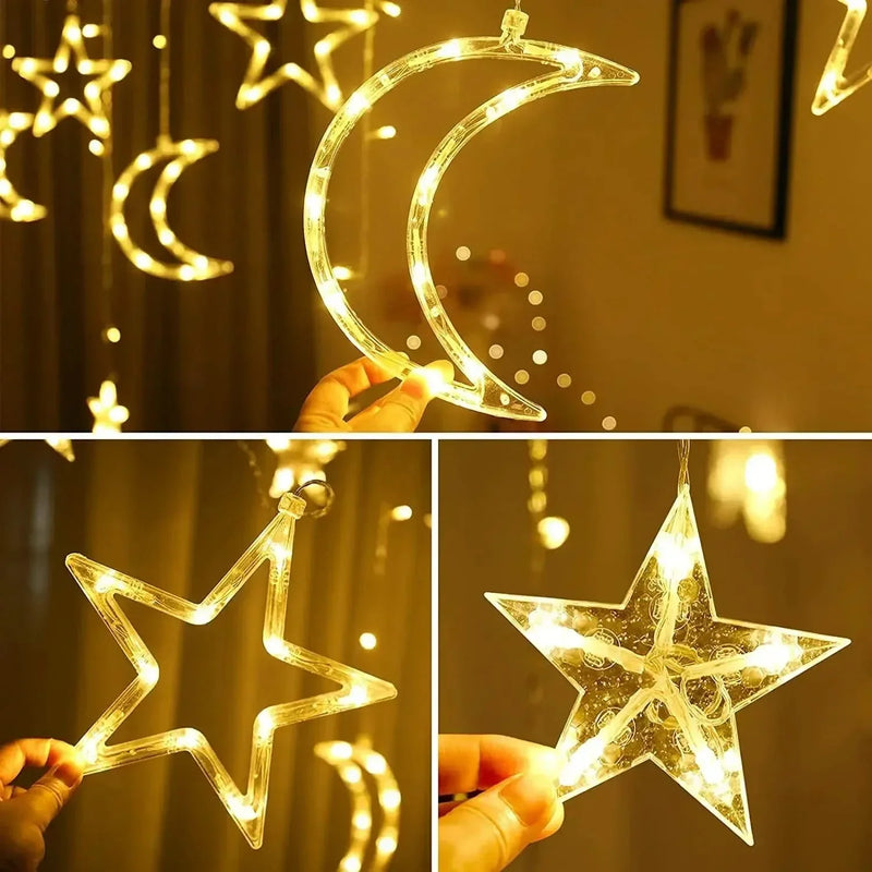 Star & Moon LED Solar Fairy Lights – Christmas Charm ✨