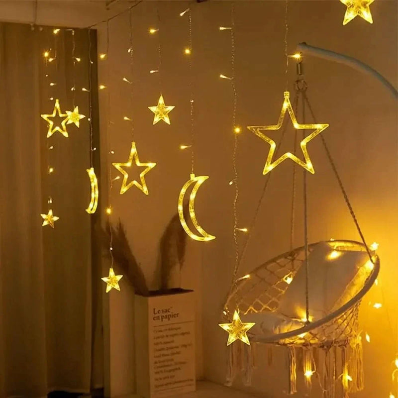 Star & Moon LED Solar Fairy Lights – Christmas Charm ✨