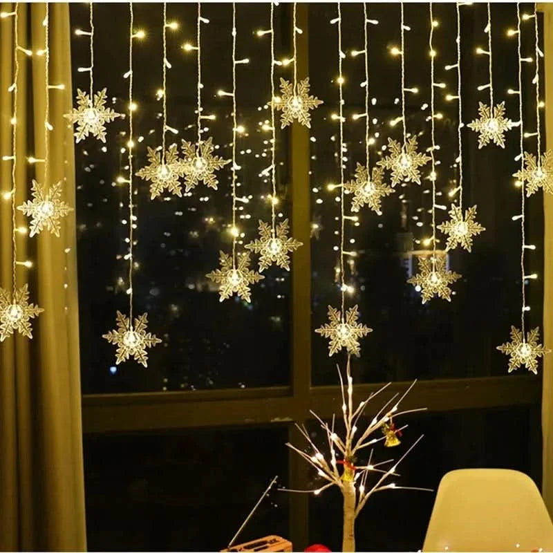 Snowflake LED Curtain Lights – Christmas Magic in Every Detail ❄️✨🎄