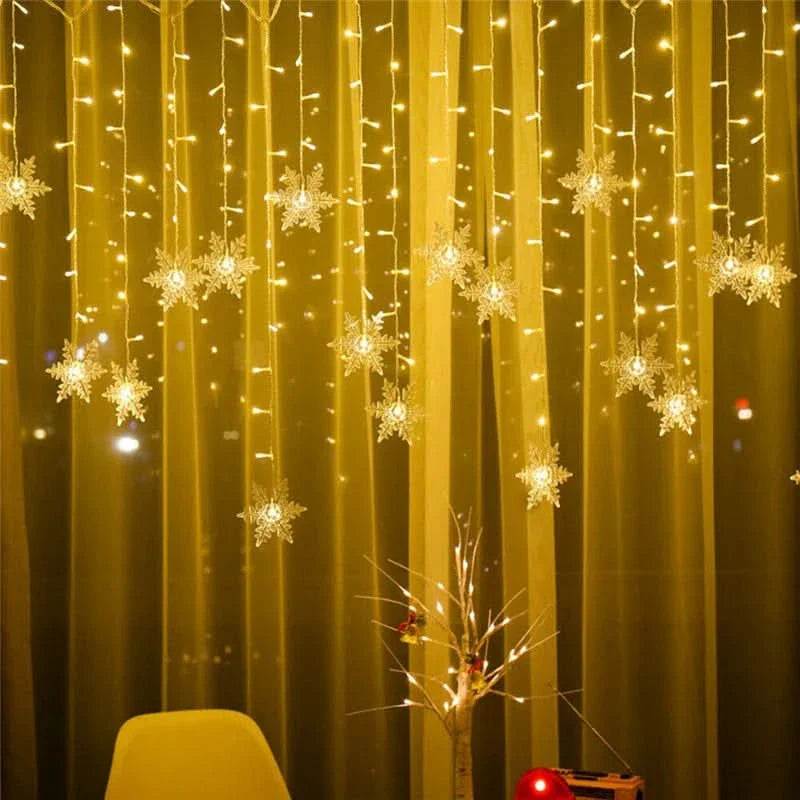 Snowflake LED Curtain Lights – Christmas Magic in Every Detail ❄️✨🎄