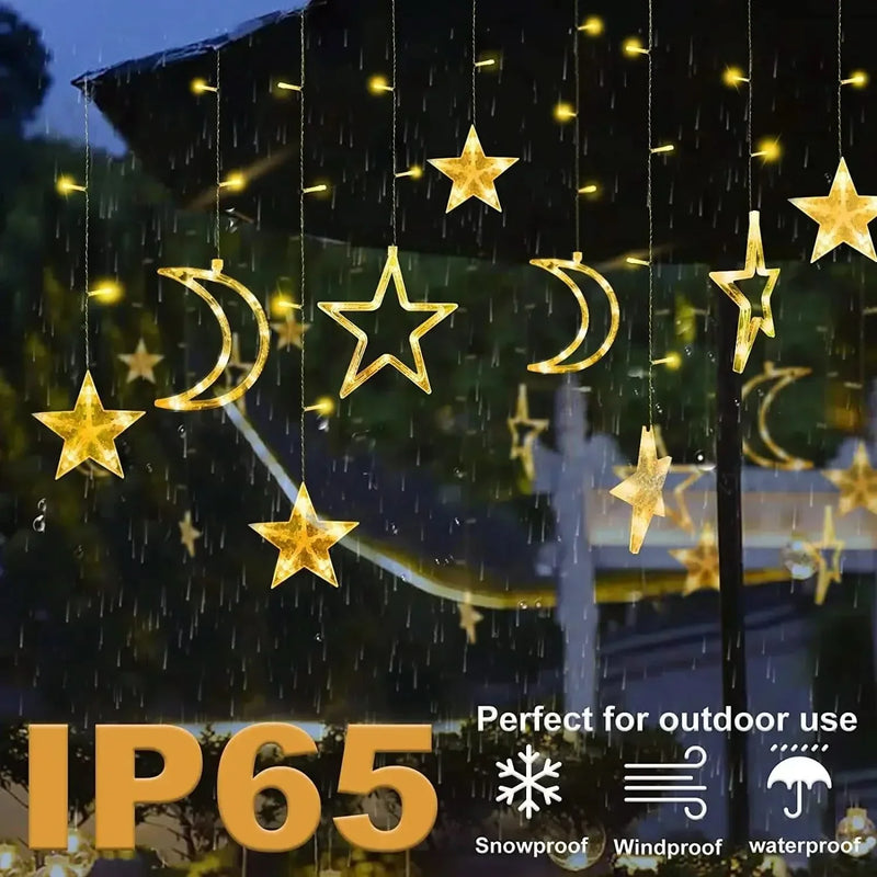 Star & Moon LED Solar Fairy Lights – Christmas Charm ✨