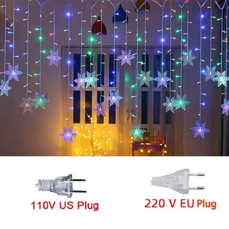 LED Curtain Lights Christmas Decoration Snowflakes