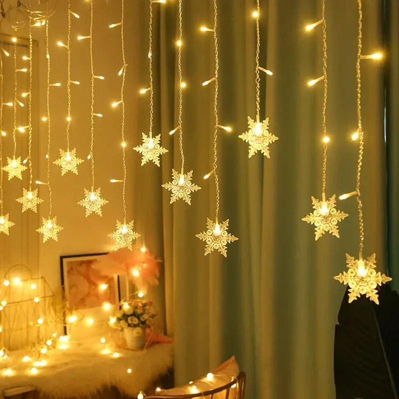 Snowflake LED Curtain Lights – Christmas Magic in Every Detail ❄️✨🎄
