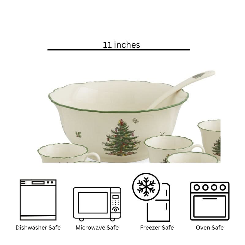 10-Piece Porcelain Set – Christmas Tree Pattern