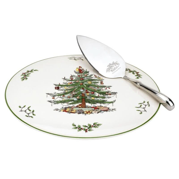 Cake Plate and Server Set – Christmas Tree Pattern