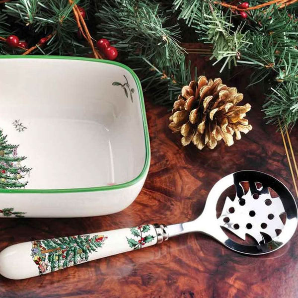 Serving Dish + Spoon Set – Christmas Tree Pattern