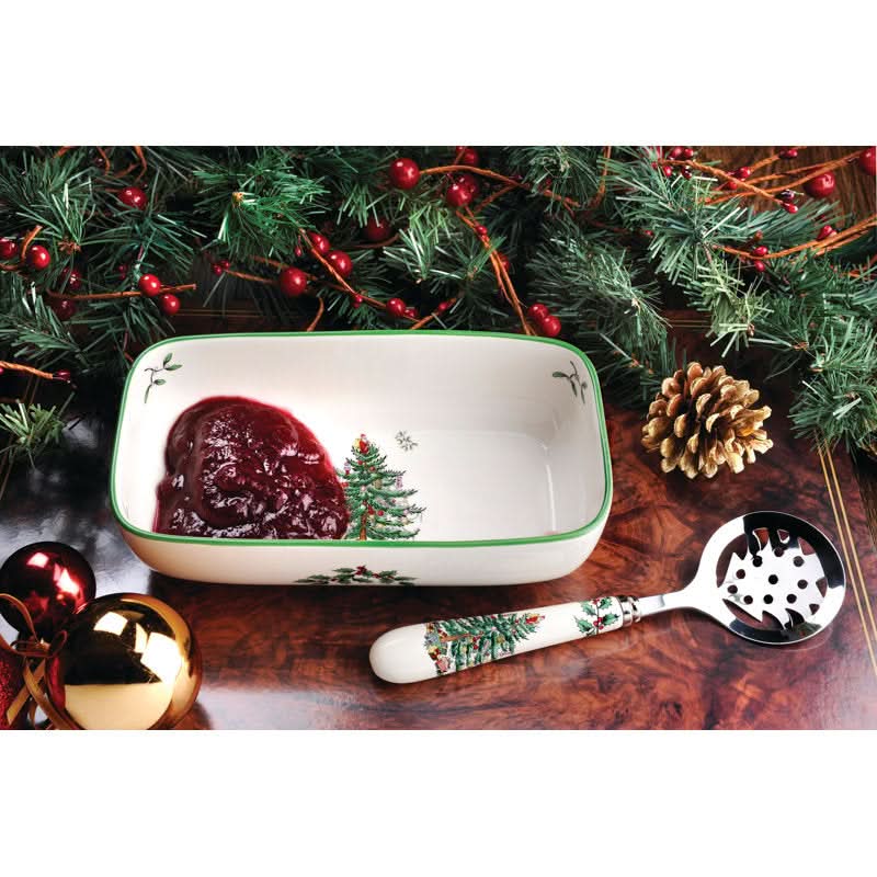 Serving Dish + Spoon Set – Christmas Tree Pattern