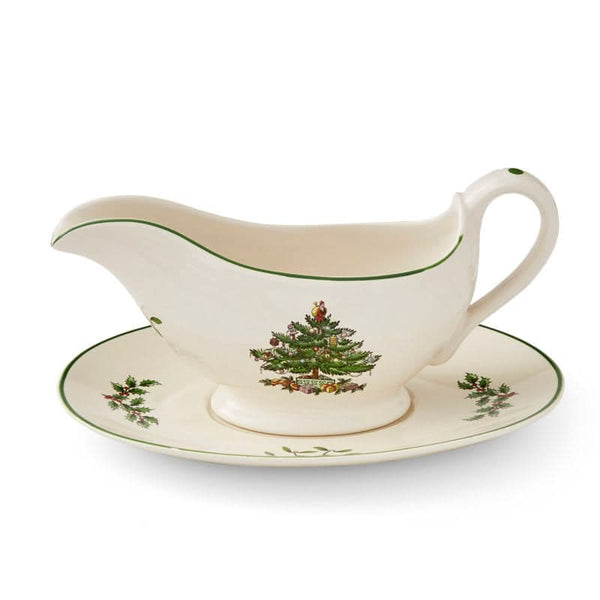 Teapot + Saucer Set – Christmas Tree Pattern