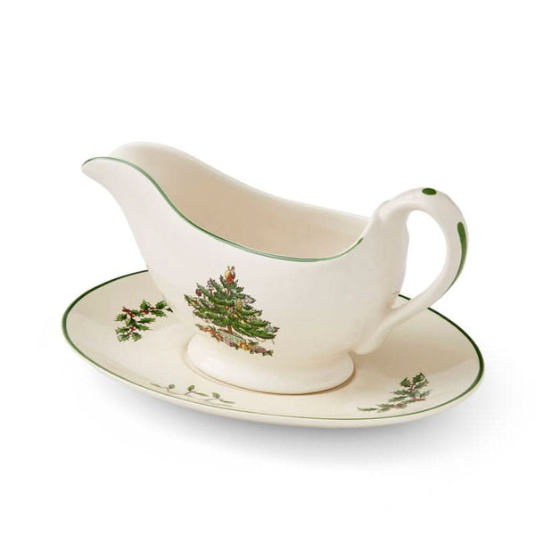 Teapot + Saucer Set – Christmas Tree Pattern
