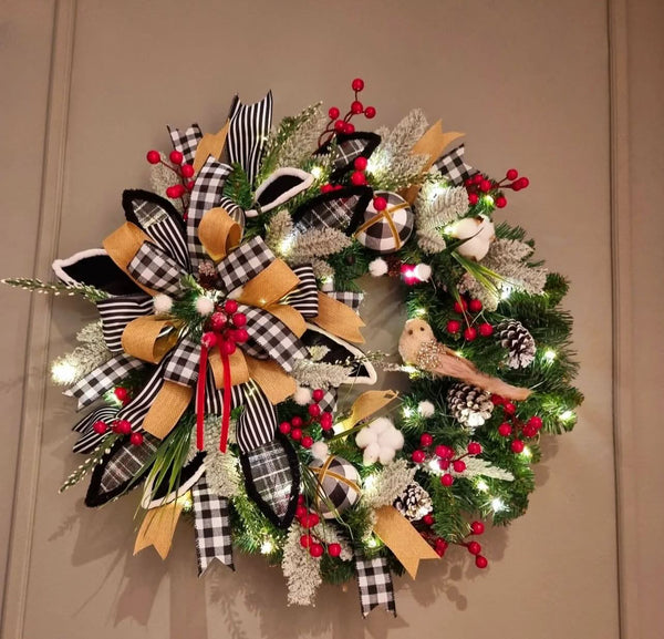 Christmas Wreath with Bird Decoration – 65 cm