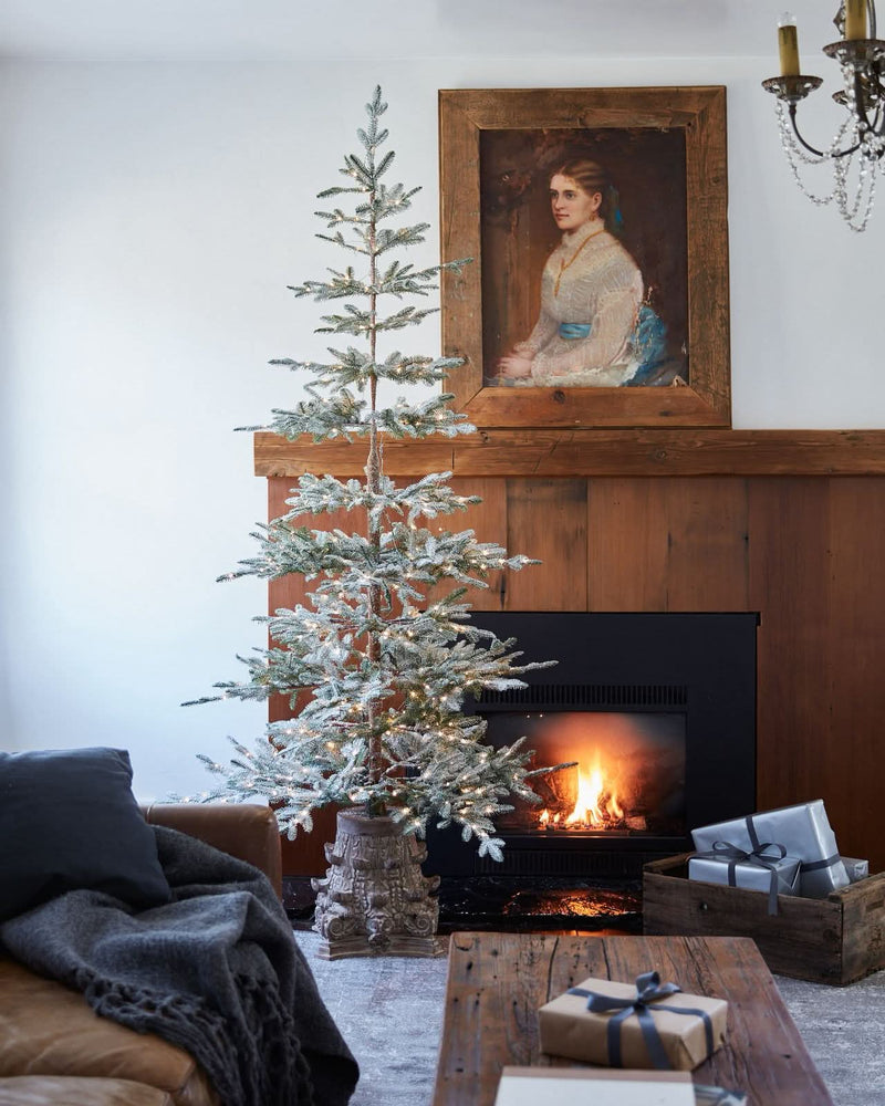 Nevada Christmas Tree with Frosted Branches, Metal Stand, and Built-in Micro LEDs