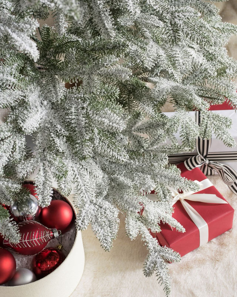 Nevada Christmas Tree with Frosted Branches, Metal Stand, and Built-in Micro LEDs