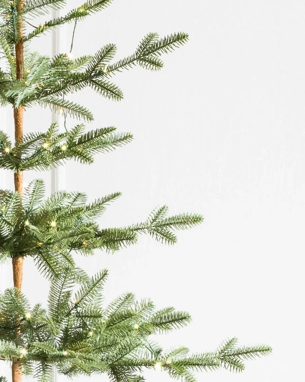 Slim Alpine Christmas Tree with Hinged Branches, Metal Stand, and Built-in Micro LEDs