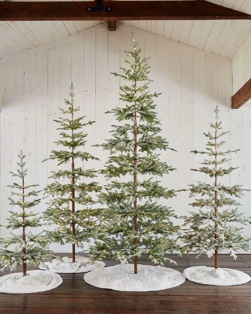 Slim Alpine Christmas Tree with Hinged Branches, Metal Stand, and Built-in Micro LEDs