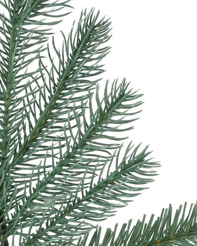 Cathedral Fir Slim Christmas Tree with Hinged Branches, Metal Stand, and Built-in Micro LEDs