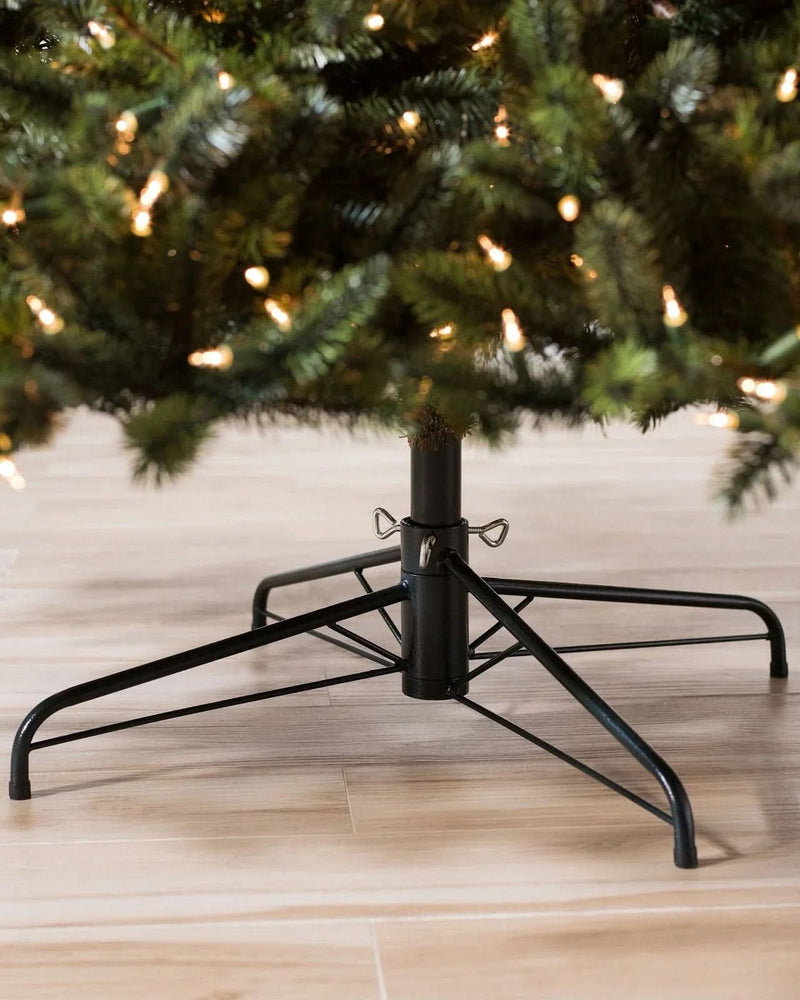 California Baby Redwood Christmas Tree with Hinged Branches, Metal Stand, and Built-in Micro LEDs