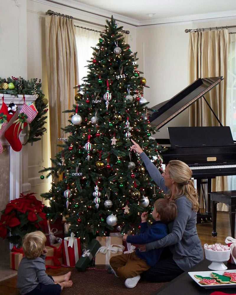 California Baby Redwood Christmas Tree with Hinged Branches, Metal Stand, and Built-in Micro LEDs
