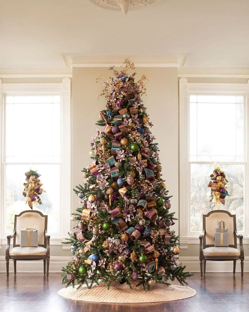 California Baby Redwood Christmas Tree with Hinged Branches, Metal Stand, and Built-in Micro LEDs