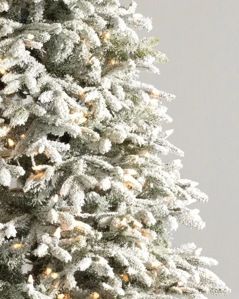 Nevada Frosted Fraser Christmas Tree with Hinged Branches, Metal Stand, and Built-in Micro LEDs