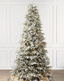 Nevada Frosted Fraser Christmas Tree with Hinged Branches, Metal Stand, and Built-in Micro LEDs