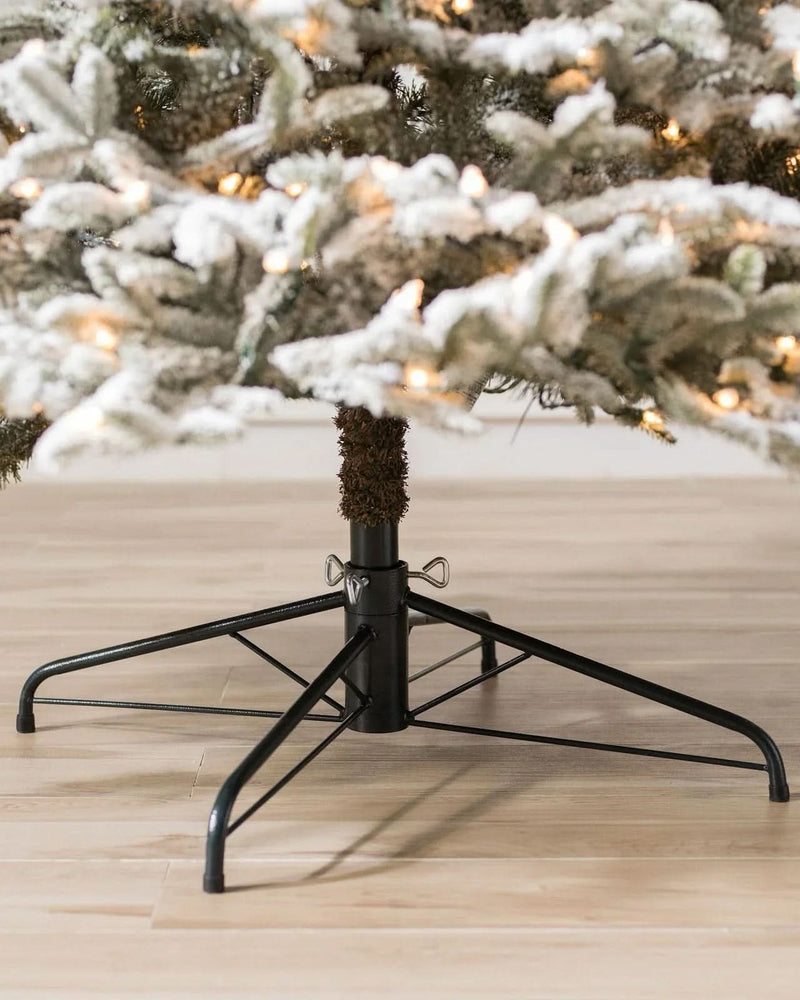 Nevada Frosted Fraser Christmas Tree with Hinged Branches, Metal Stand, and Built-in Micro LEDs