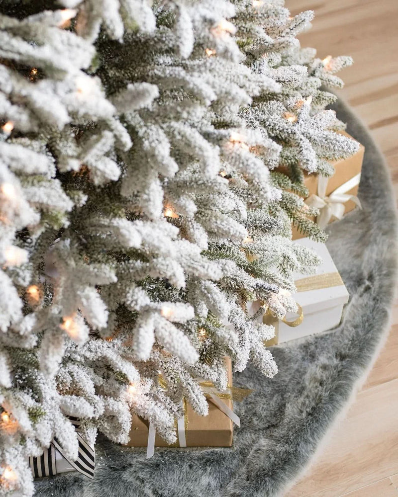 Nevada Frosted Fraser Christmas Tree with Hinged Branches, Metal Stand, and Built-in Micro LEDs