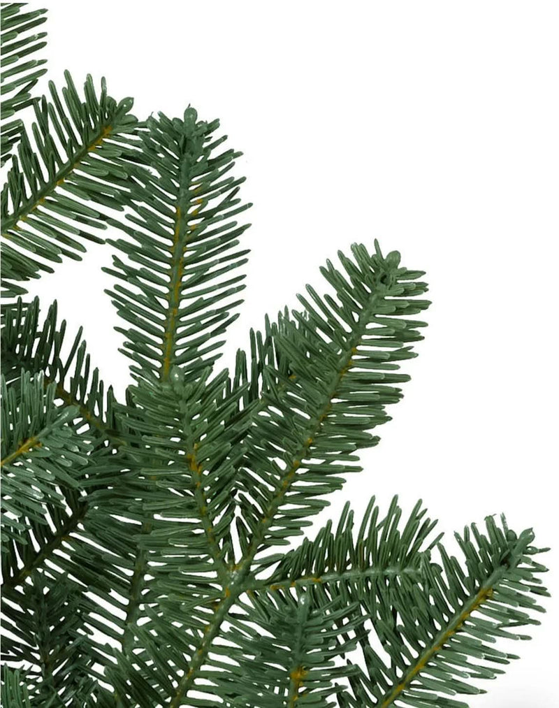 White Spruce Green Christmas Tree with Hinged Branches, Metal Stand, and Built-in Micro LEDs