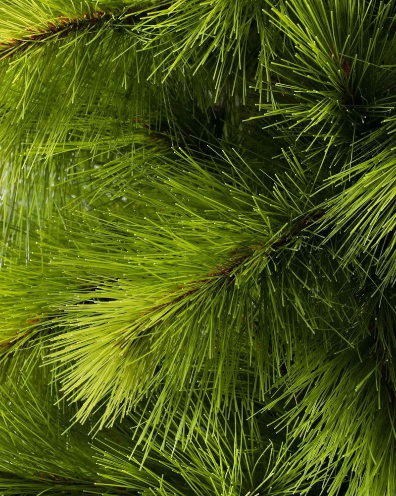 Monterey Pine Slim Christmas Tree with Hinged Branches, Metal Stand, and Built-in Micro LEDs