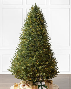Premium Green Christmas Tree with Hinged Branches, Metal Stand, and Built-in Micro LEDs