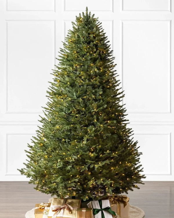 Premium Green Christmas Tree with Hinged Branches, Metal Stand, and Built-in Micro LEDs