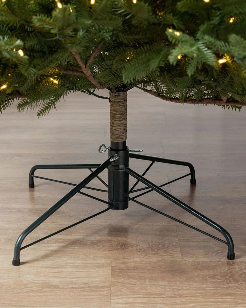 Premium Green Christmas Tree with Hinged Branches, Metal Stand, and Built-in Micro LEDs