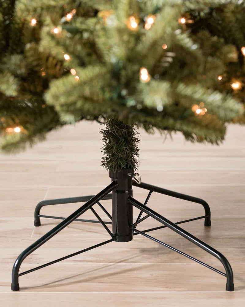 Classic Blue Spruce Christmas Tree with Hinged Branches, Metal Stand, and Built-in Micro LEDs
