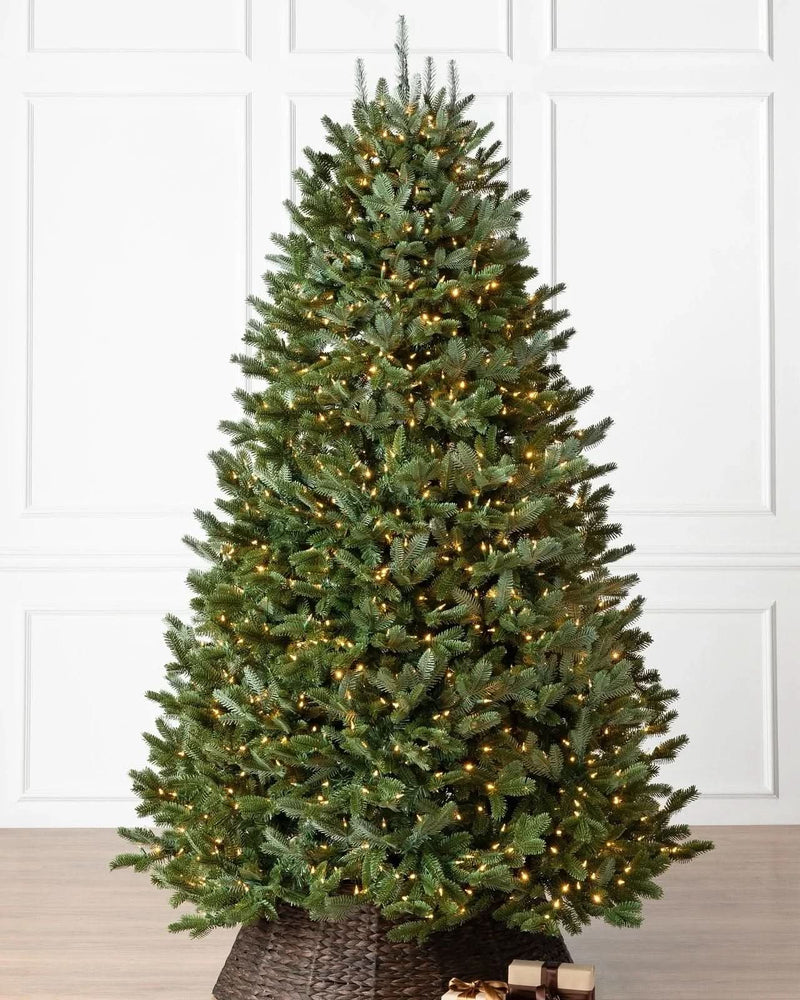 Premium Green Christmas Tree with Hinged Branches, Metal Stand with Wheels, and Built-in Micro LEDs